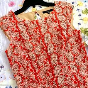 NWT Antonio Melani Tangerine and Ivory Paisley Print Dress